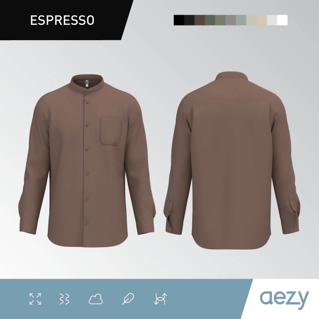 KEMEJA AEZY STAND COLLAR LONG SLEEVE